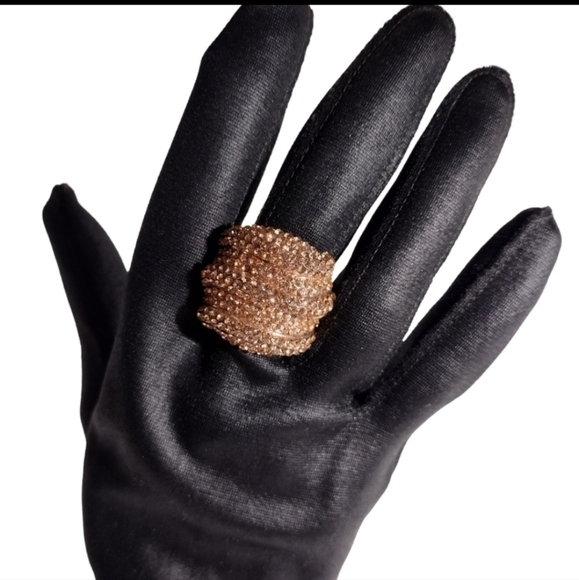 ROSE Gold Rhinestone Stretch Ring - Picture 1 of 3